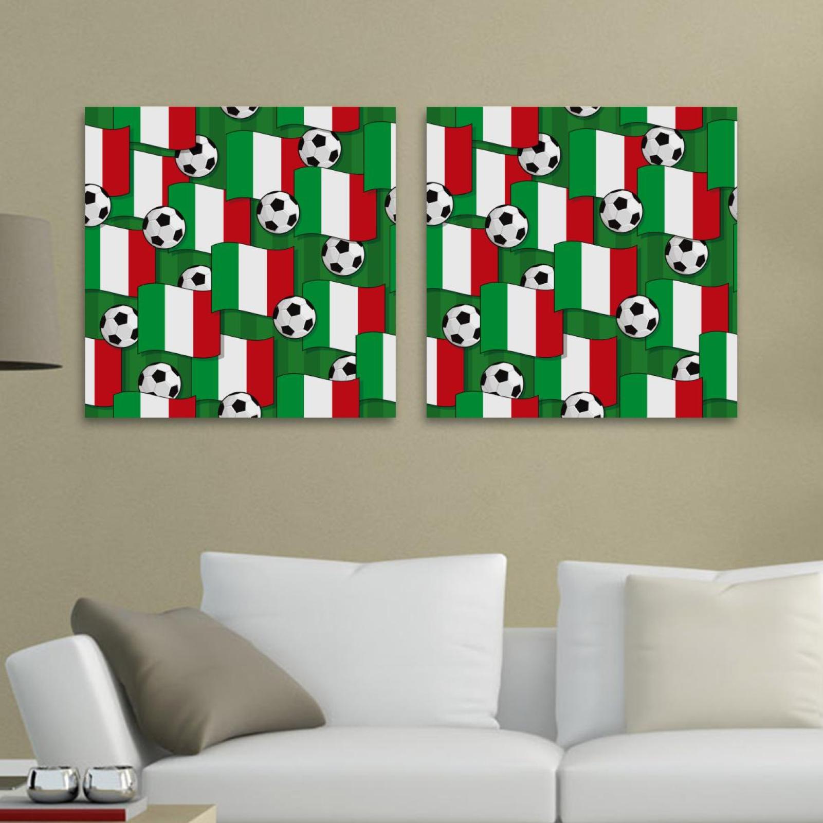 OWNTA Italy Flags Soccer Balls Pattern 2PC Canvas Wall Art Paintings