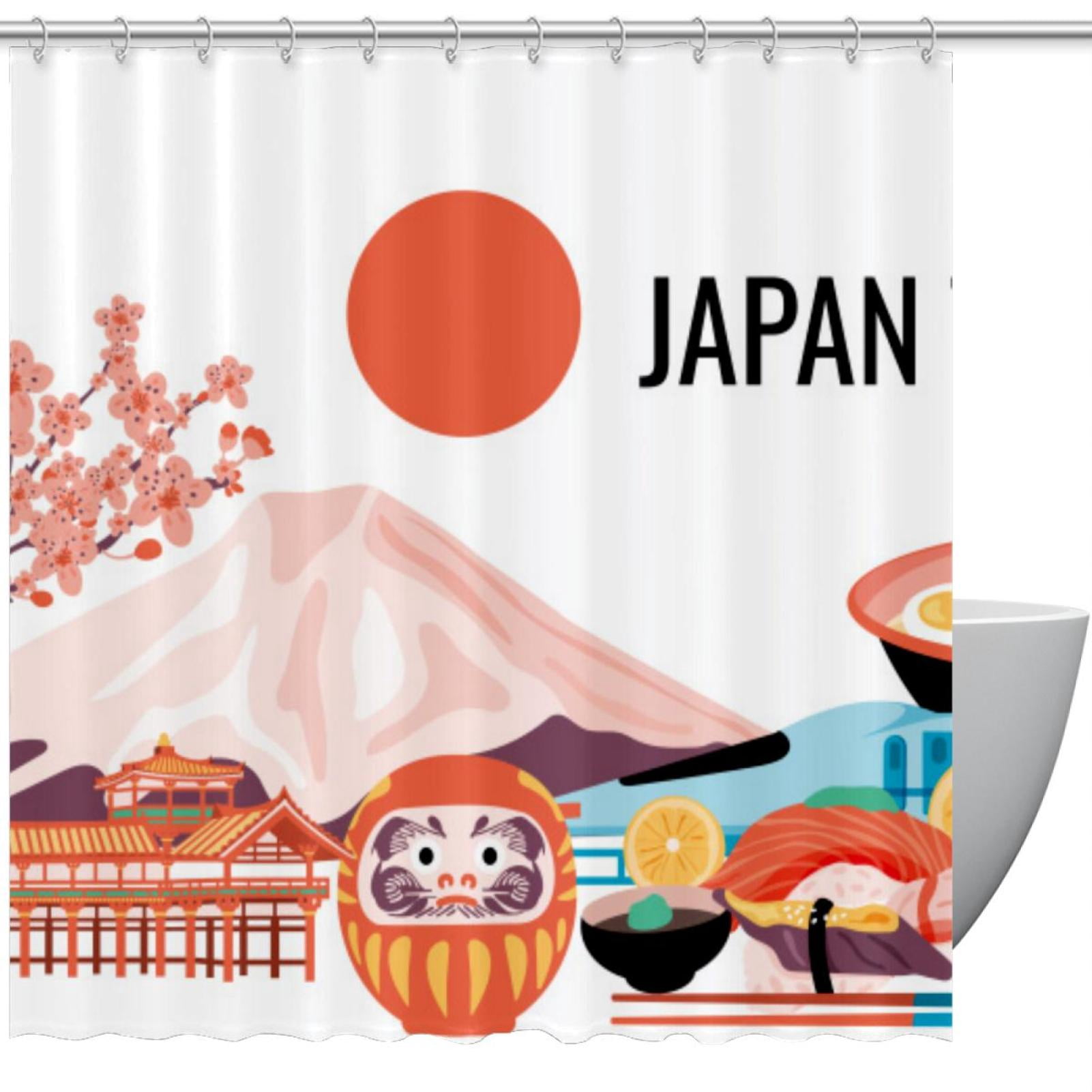 OWNTA Japan Mount Fuji Pattern Waterproof and Printed Shower Curtain ...