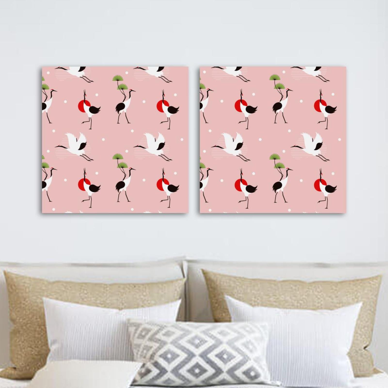 OWNTA Japanese Cranes Pattern 2PC Canvas Wall Art Paintings for Living ...