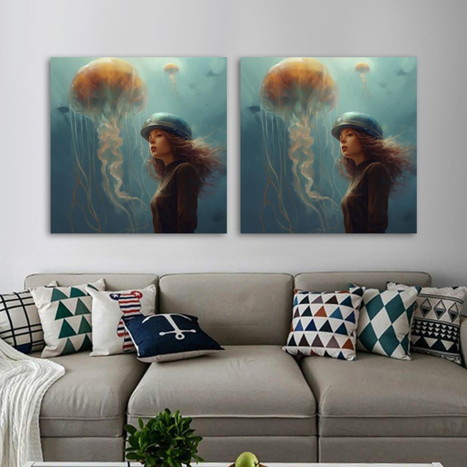 Jellyfish Artwork, Jellyfish Print on Canvas