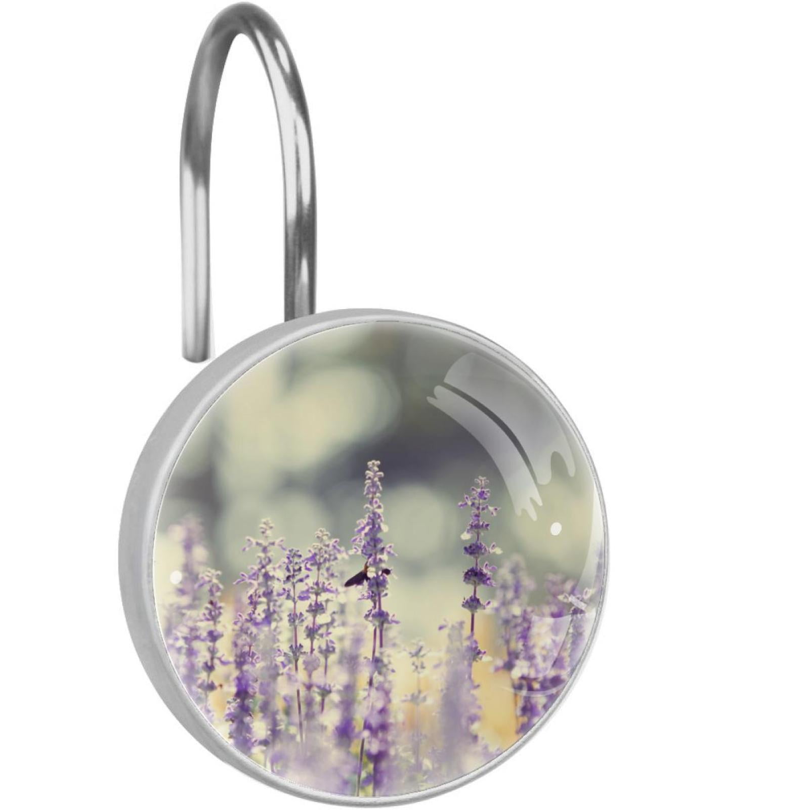 OWNTA Lavender Flower Plant Pattern 12-Pack Round Hooks, Stainless ...