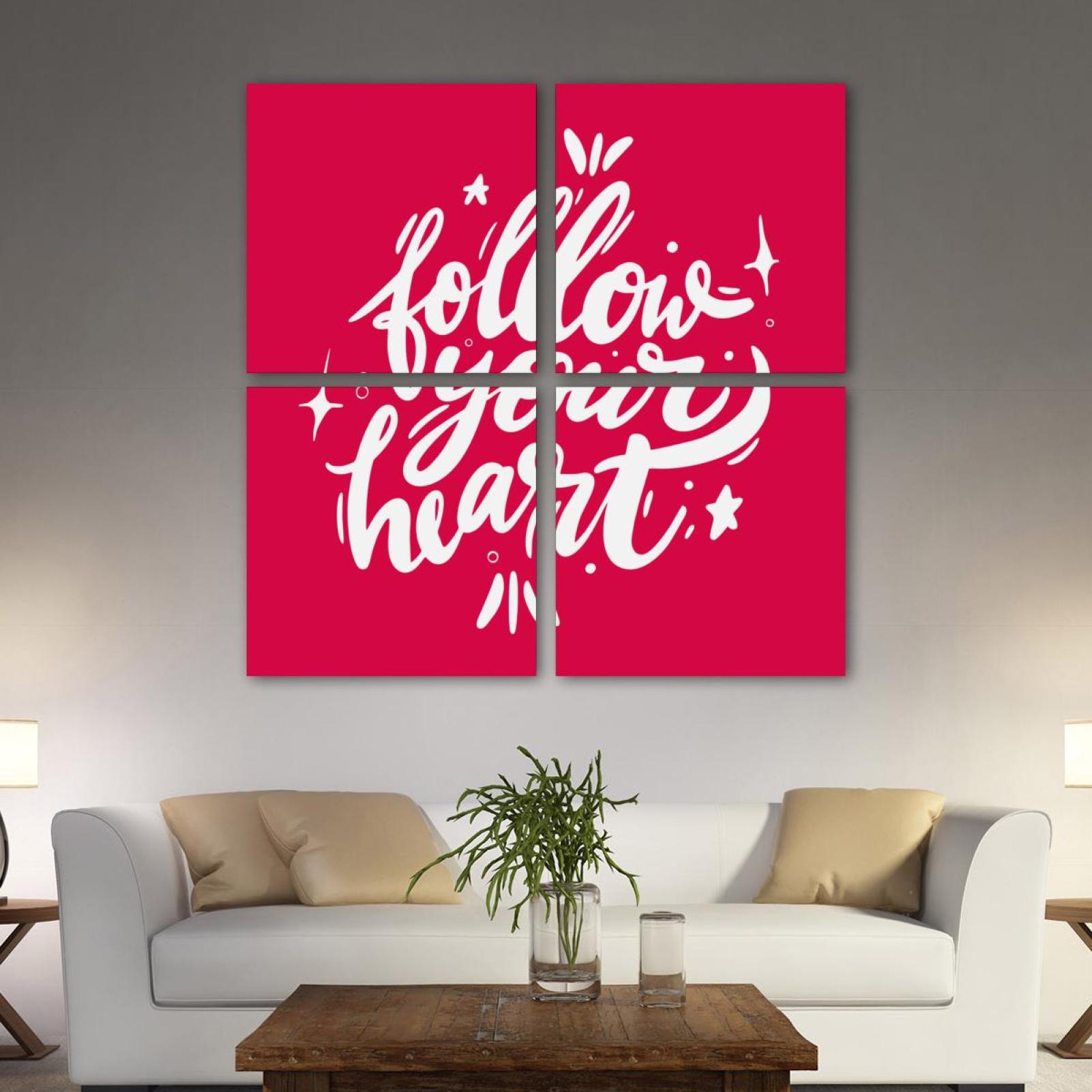 OWNTA Lettering Inspirational Pink Pattern 4PC Canvas Wall Art