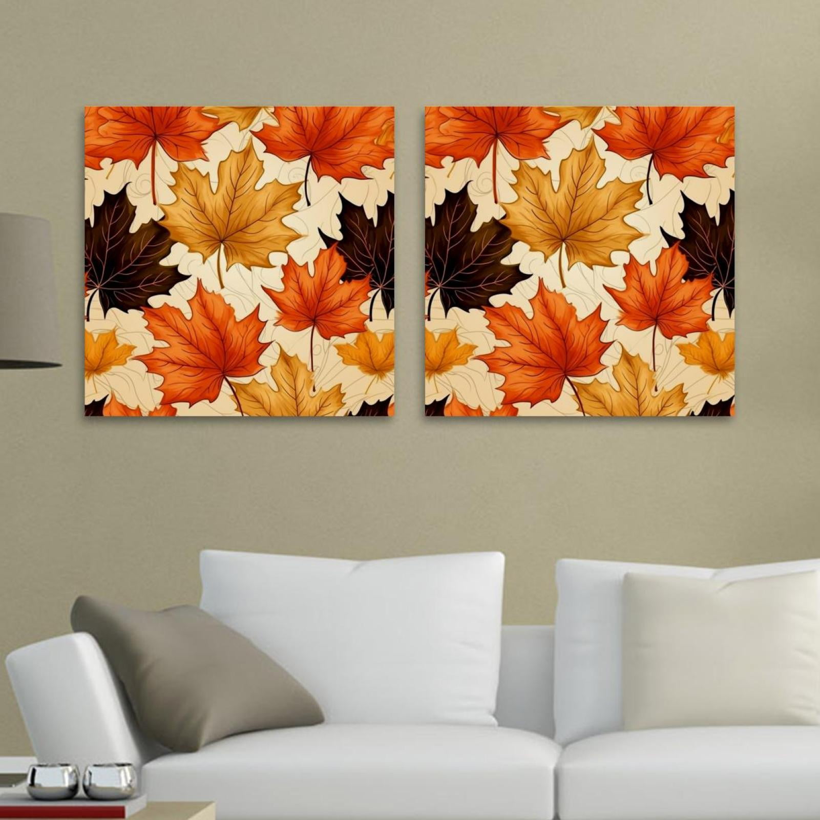OWNTA Maple leaves Pattern 2PC Canvas Wall Art Paintings for Living