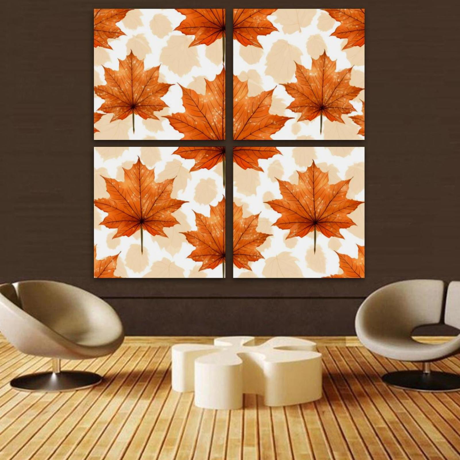 OWNTA Maple leaves Pattern 4PC Frameless Canvas Wall Art Paintings for