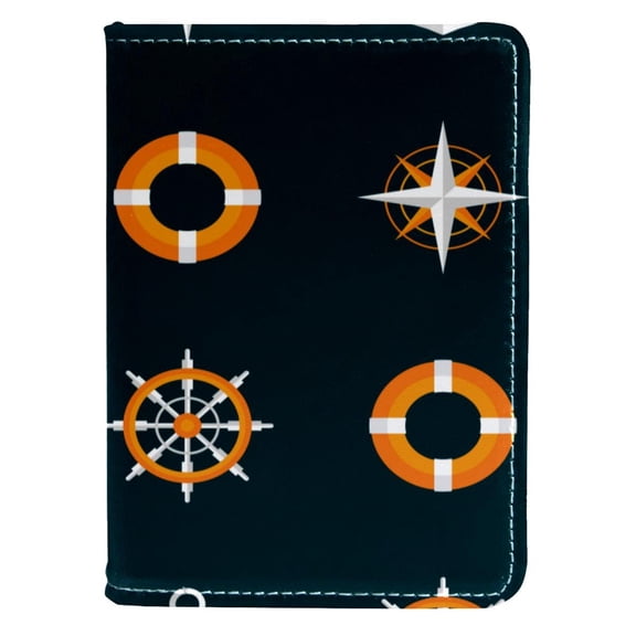 OWNTA Marine Beach Compass Anchor Pattern Premium PU Leather Passport Book - 4x5.5 inches - Passport Case, Covers & Cover