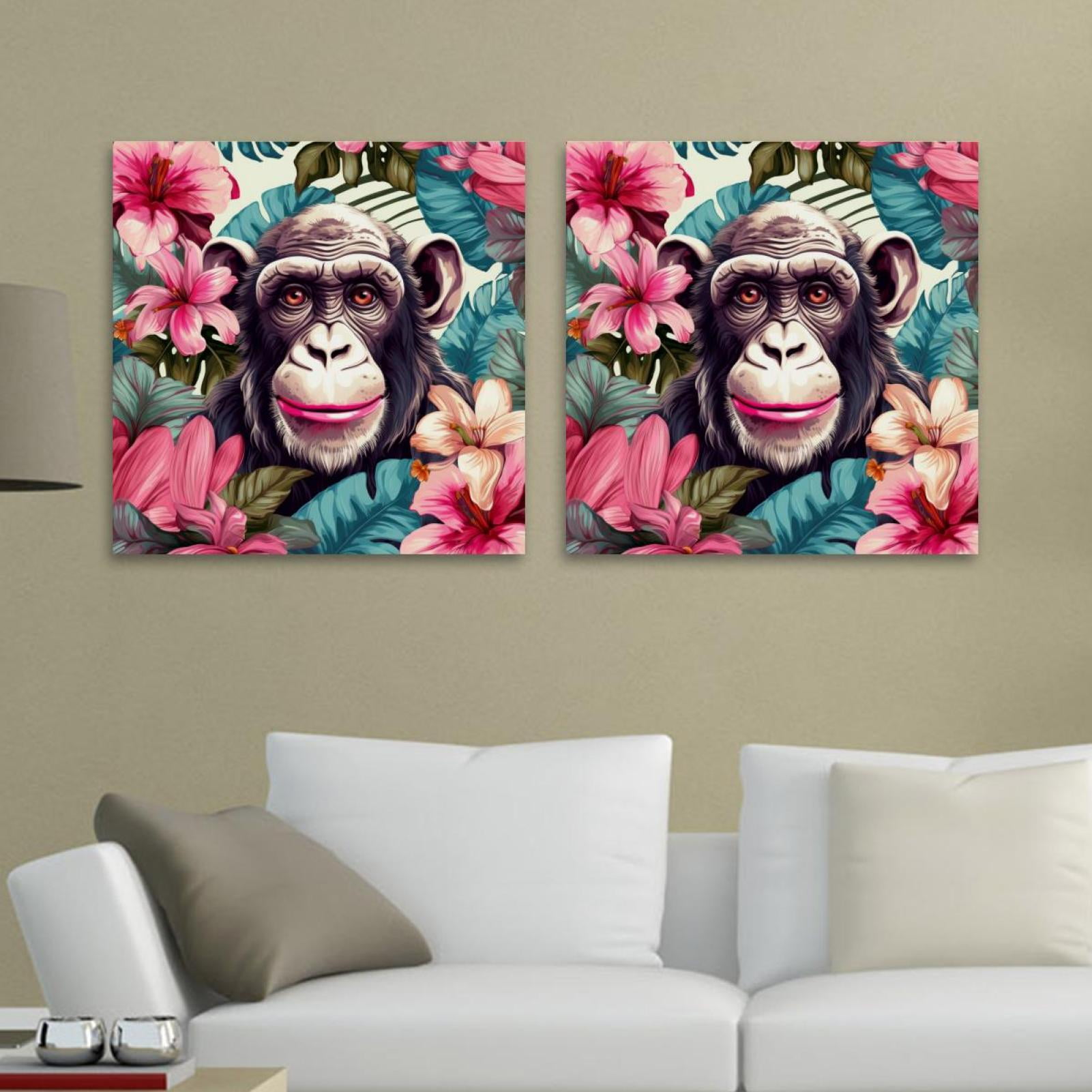 OWNTA Monkey Pattern 2PC Canvas Wall Art Paintings for Living Room