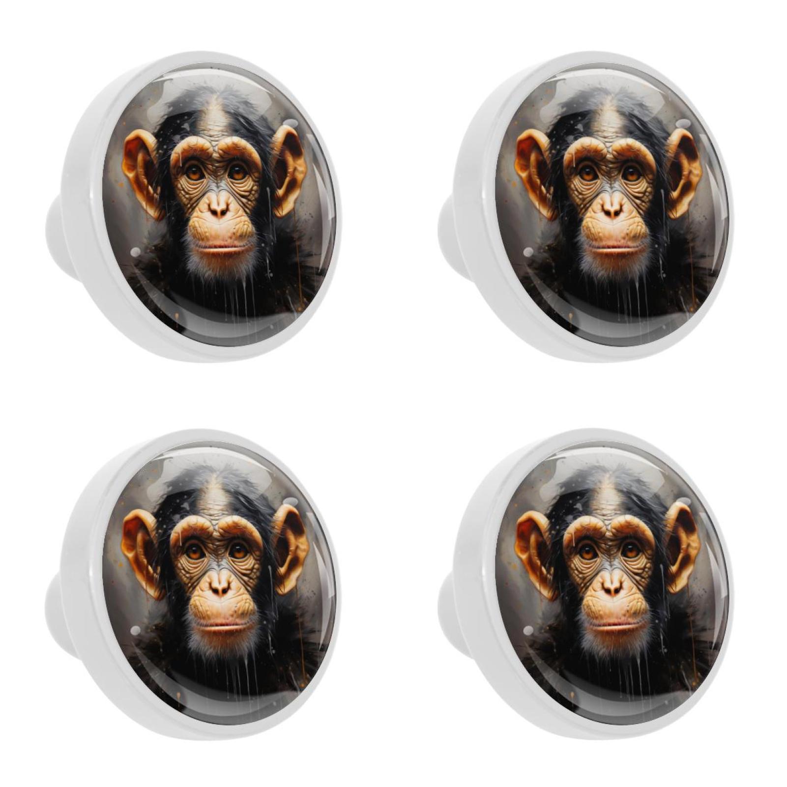 OWNTA Monkey Pattern Elegant Crystal Knobs with Screws (4PCS) ABS