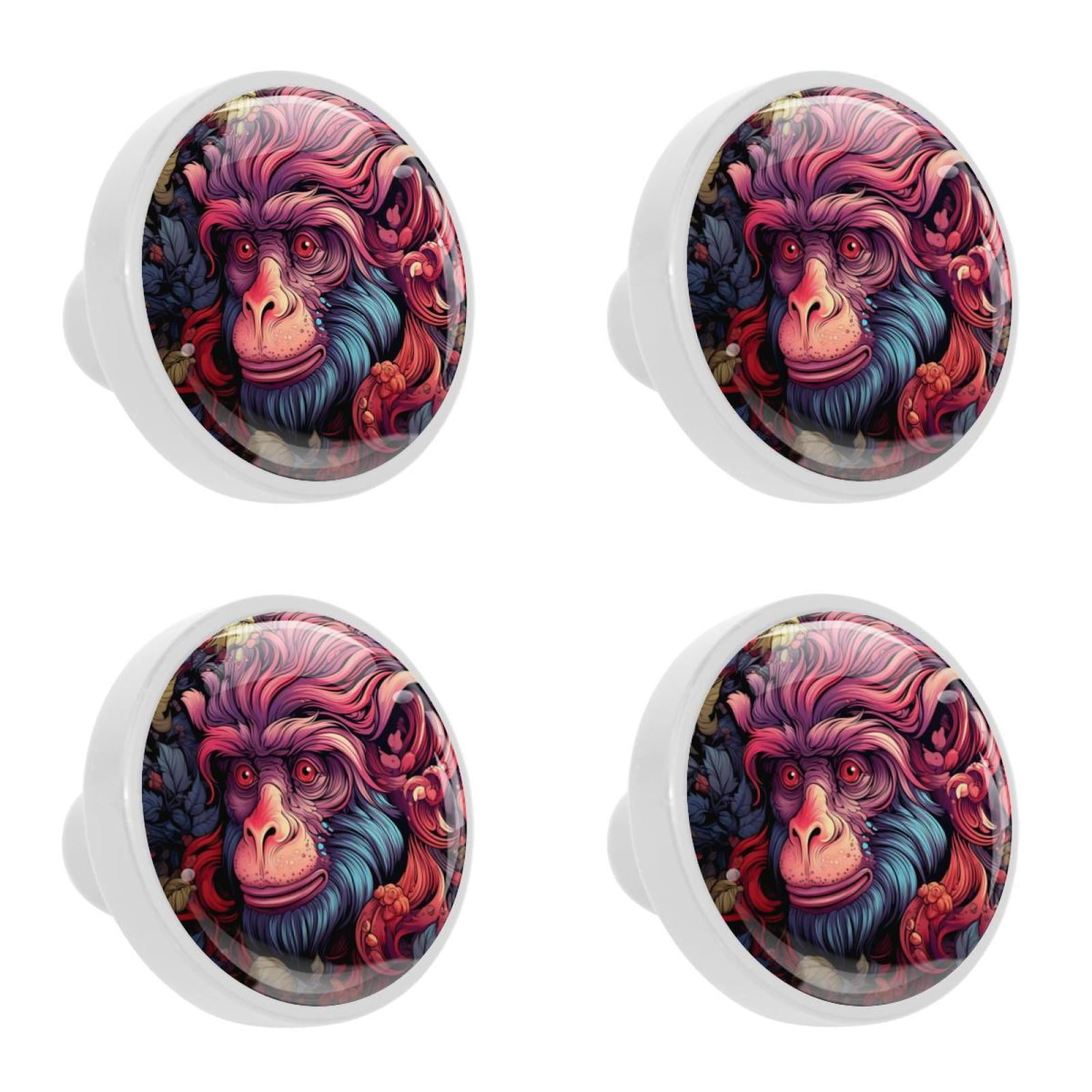OWNTA Monkey Pattern Elegant Crystal Knobs with Screws (4PCS) ABS