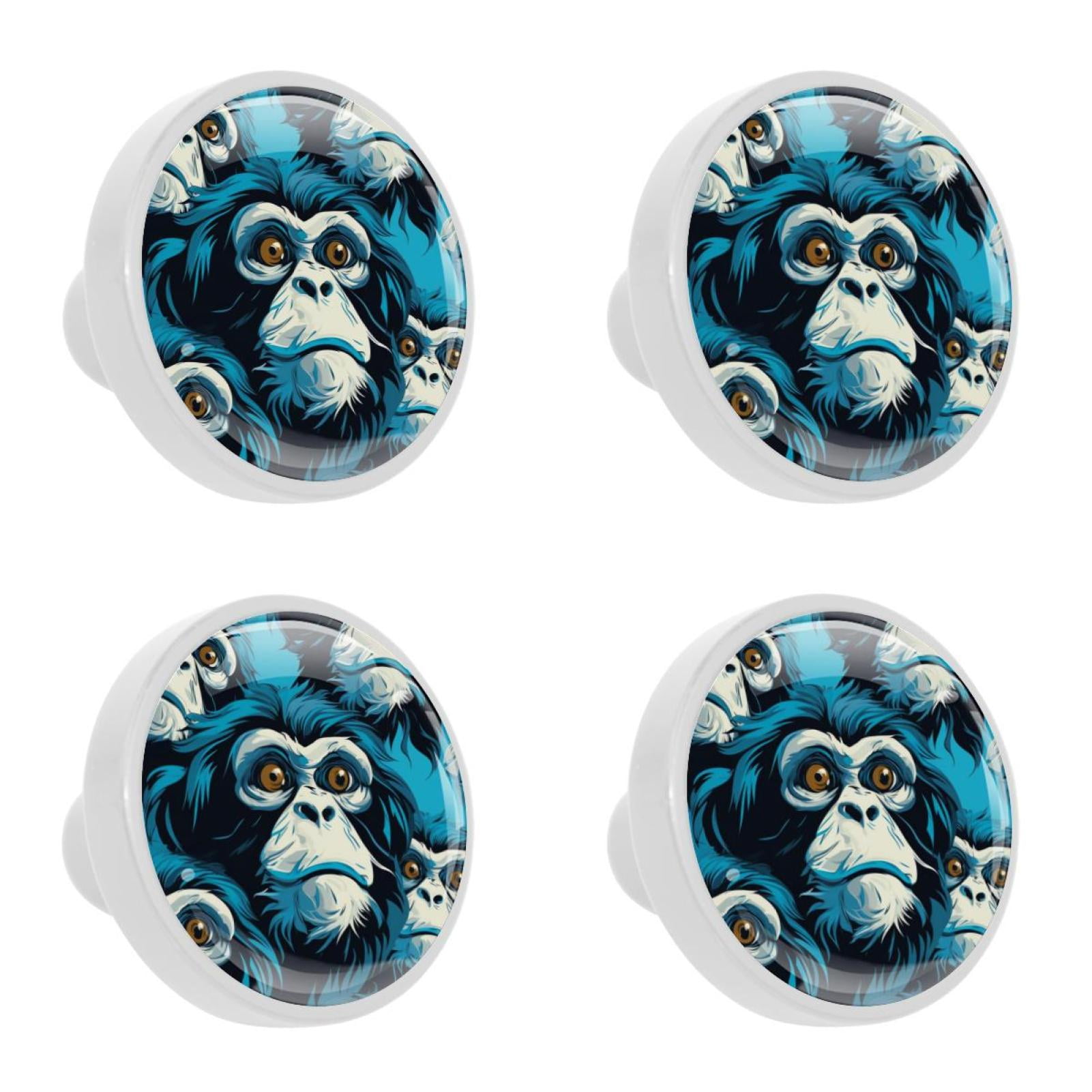OWNTA Monkey Pattern Elegant Crystal Knobs with Screws (4PCS) ABS