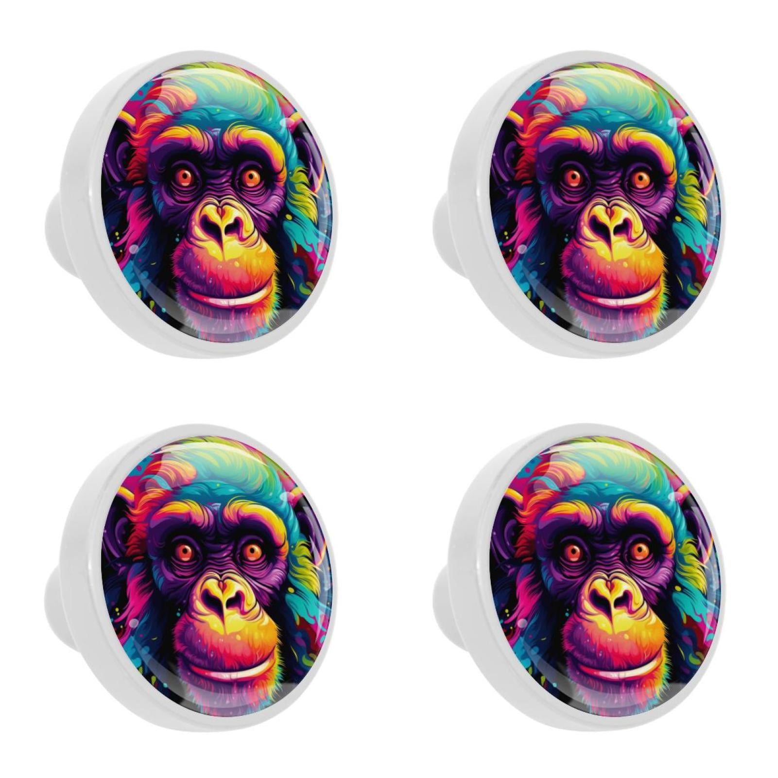 OWNTA Monkey Pattern Elegant Crystal Knobs with Screws (4PCS) ABS
