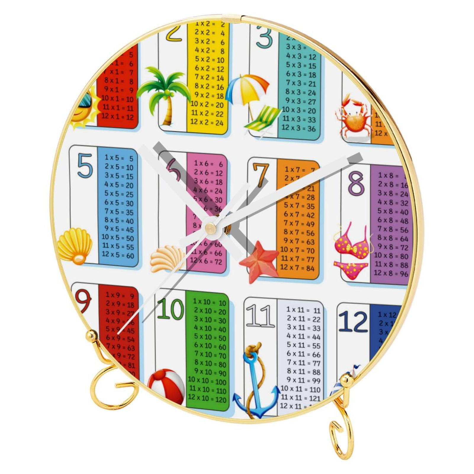 OWNTA Multiplication Tables Beach Pattern Round Printed Wall Clocks ...