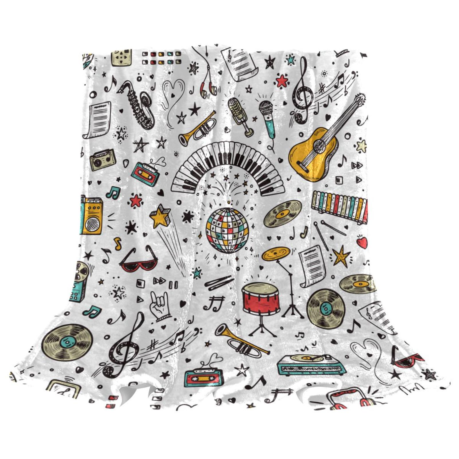 OWNTA Musical Instruments Violin Pattern Soft and Warm Microfiber Throw