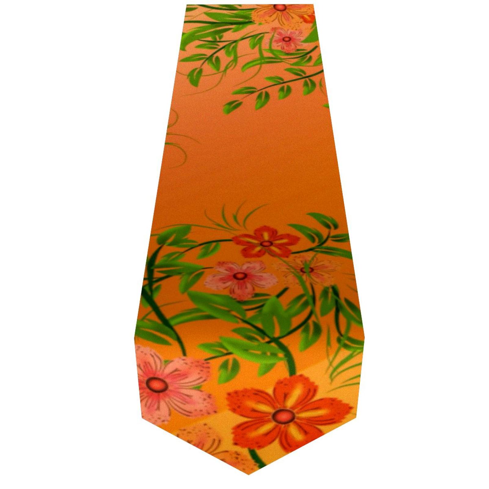 OWNTA Orange Background Red Floral Green Leaves Pattern Elegant