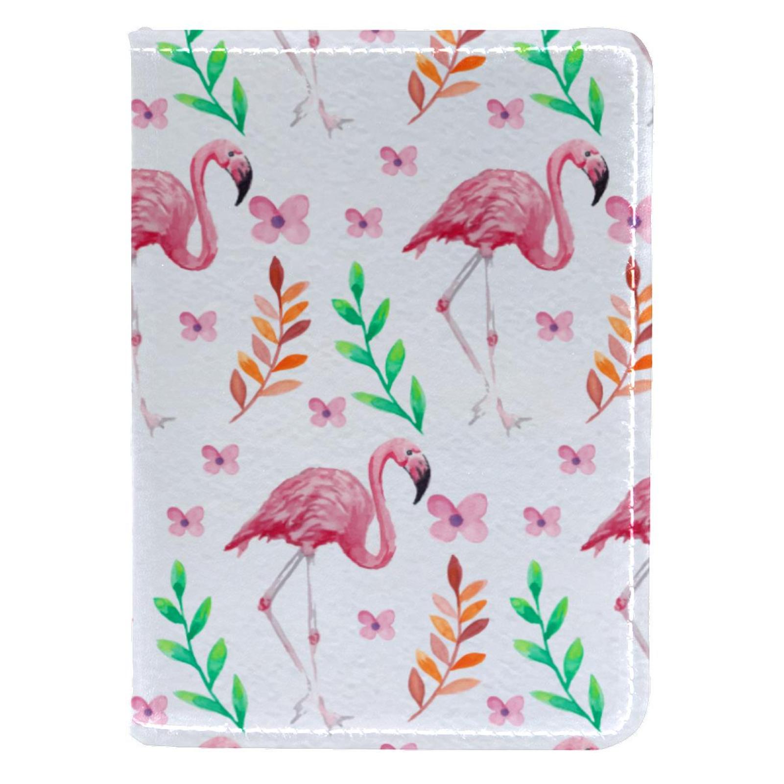 OWNTA Painted Pink Flamingos Flower Pattern Premium PU Leather Passport