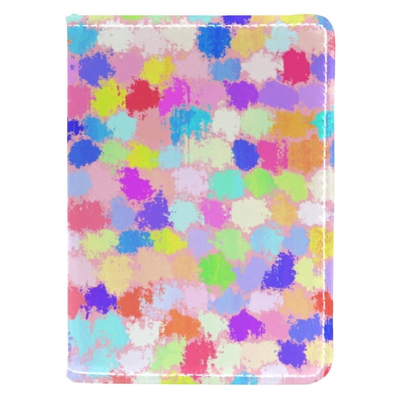 OWNTA Painted Points Colorful Pink Purple Blue Pattern Premium PU Leather Passport Book - 4x5.5 inches - Passport Case, Covers & Cover