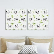 OWNTA Panda Animal Pattern 2PC Canvas Wall Art Paintings for Living Room - Canvas Framed Print Wall Artworks Bedroom Decoration Office Wall Decor