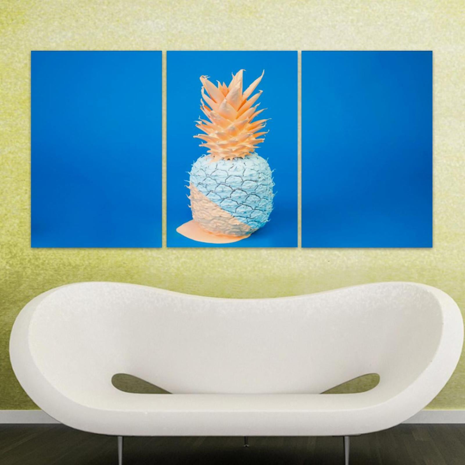 OWNTA Pineapple Blue Pattern 3PC Frameless Canvas Wall Art Paintings ...