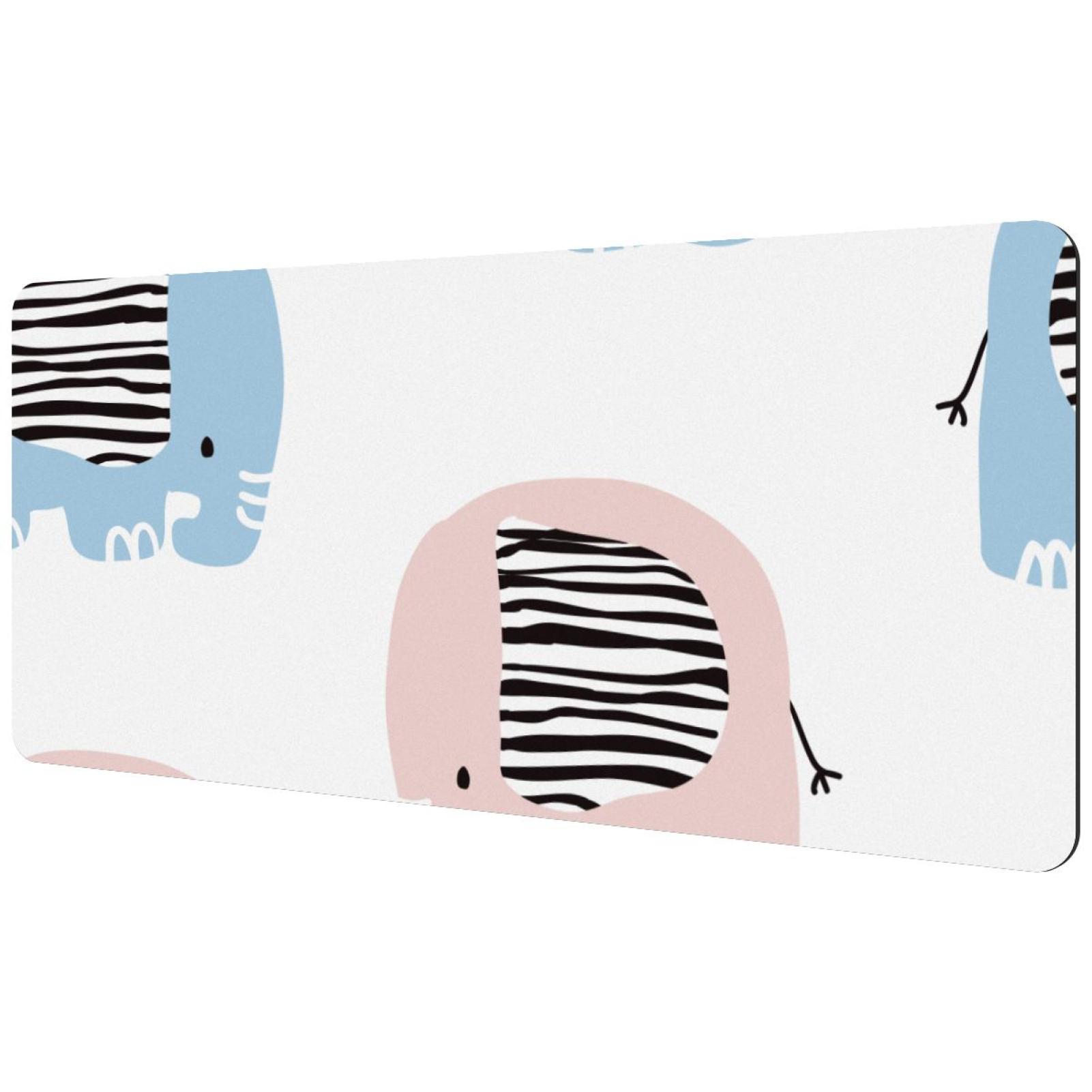 OWNTA Pink Blue Elephants Pattern Cartoon Pattern Rectangular Extended Desk Pad with NonSlip