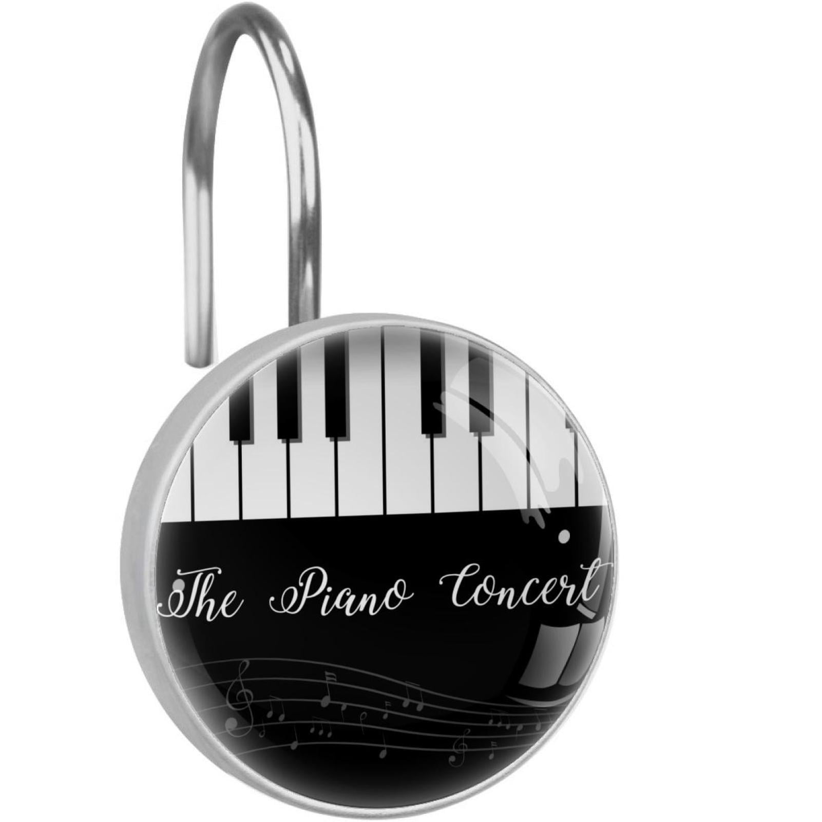 OWNTA Retro Piano Music Note Pattern 12Pack Round Hooks, Stainless