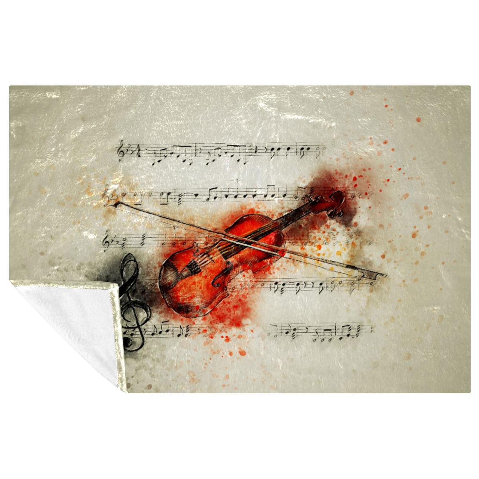 OWNTA Retro Violin Music Note Pattern Blanket Bliss Custom Microfiber