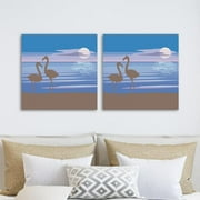 OWNTA Sand Beach Clouds Sky Sunset Sea Pattern 2PC Canvas Wall Art Paintings for Living Room - Canvas Framed Print Wall Artworks Bedroom Decoration Office Wall Decor