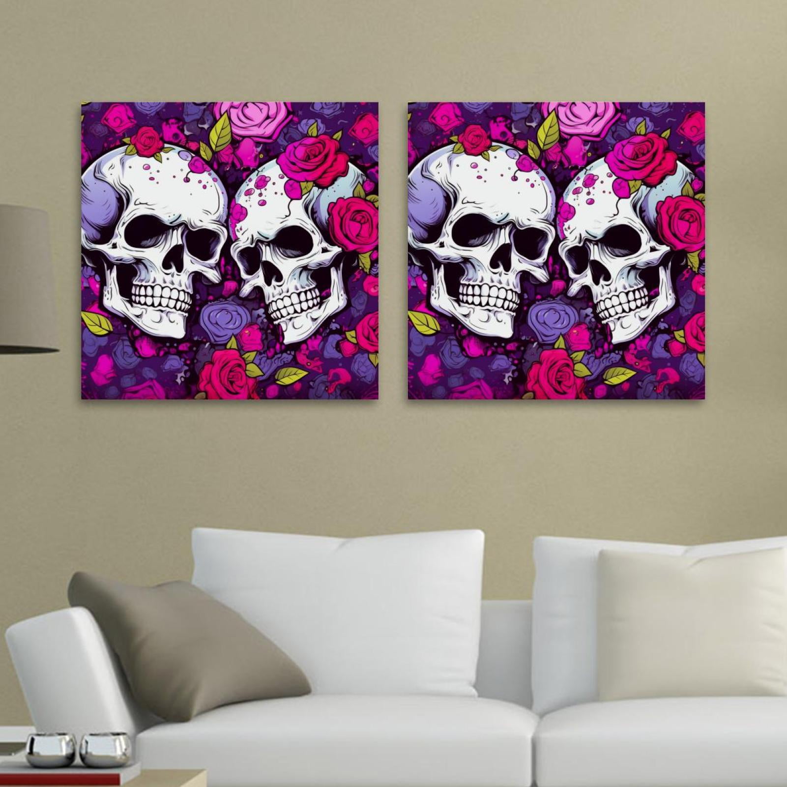 OWNTA Skeleton Lovers Pattern 2PC Canvas Wall Art Paintings for Living