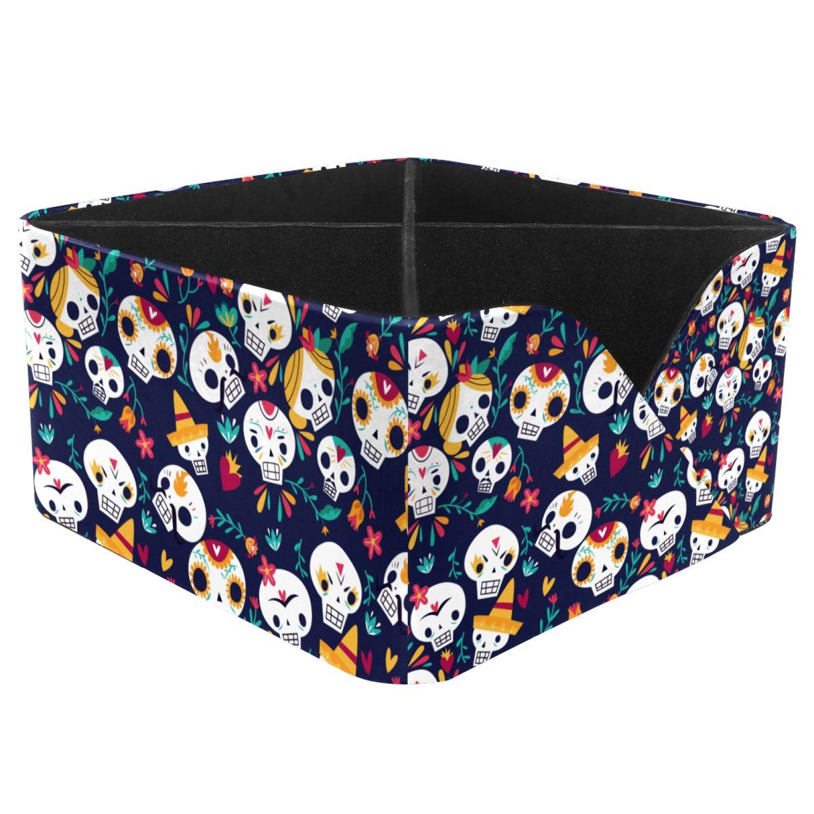 OWNTA Skulls Pattern Funny Pattern Square Pencil Storage Case with 4
