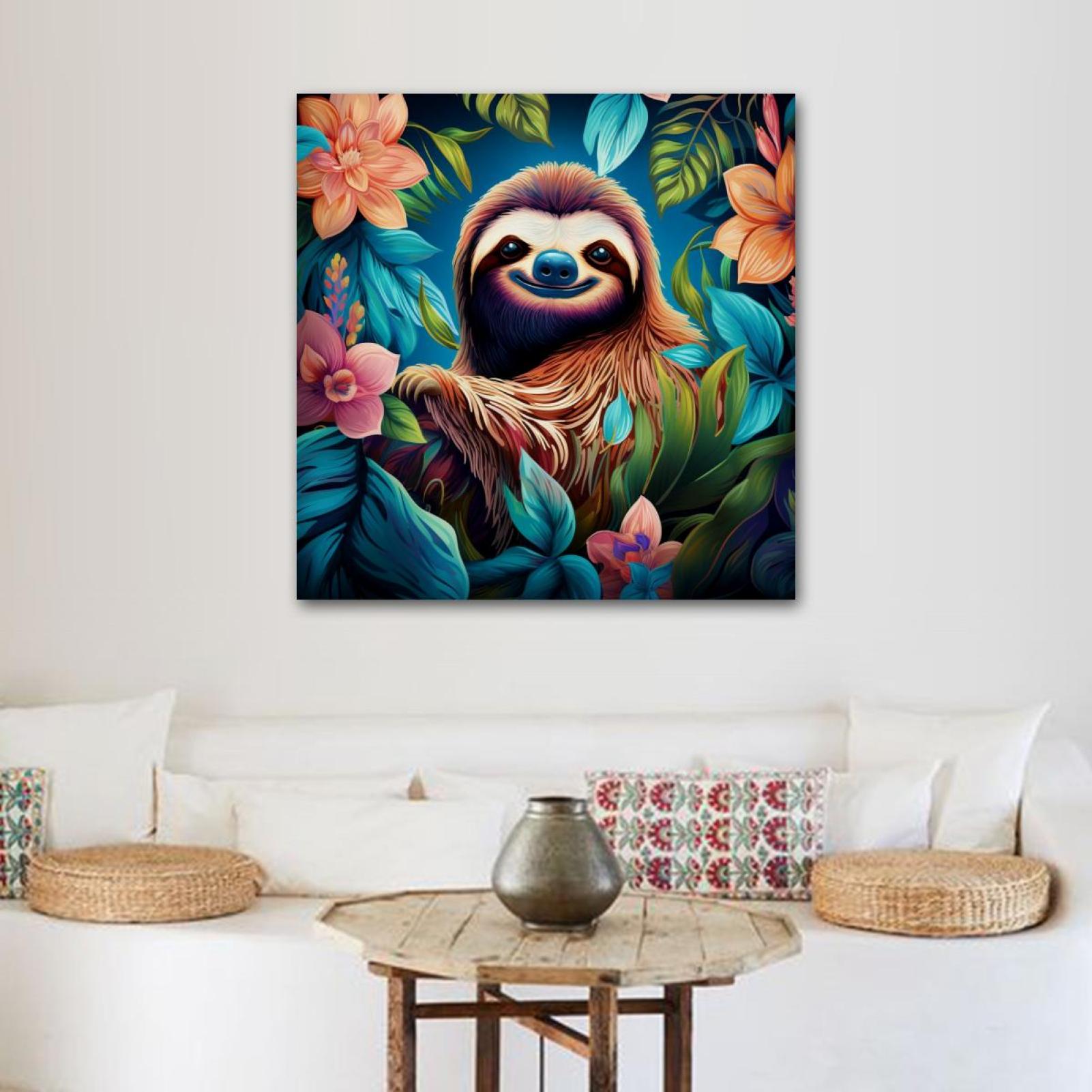 OWNTA Sloth Pattern Canvas Wall Art Paintings for Living Room Canvas