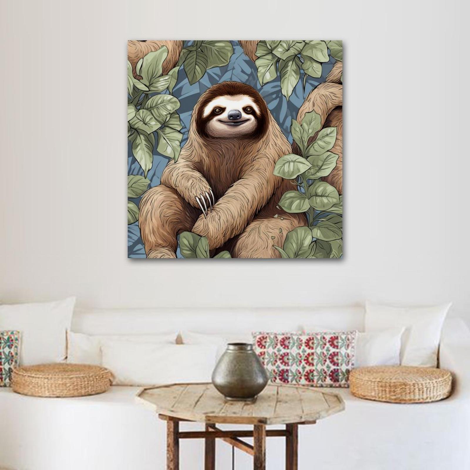 OWNTA Sloth Pattern Canvas Wall Art Paintings for Living Room Canvas
