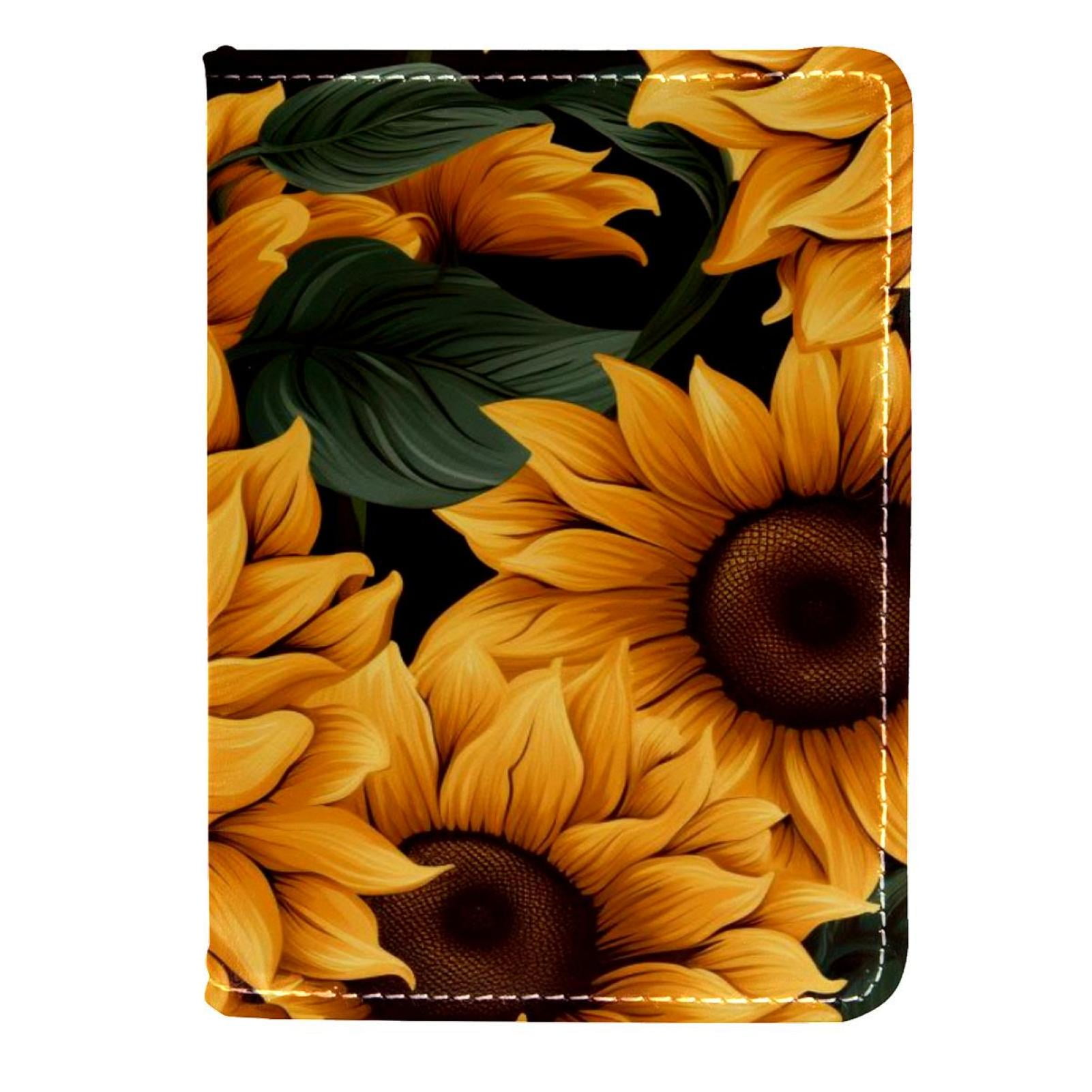 OWNTA Sunflowers Pattern PU Leather Passport Wallet - 4.5x6.5 inches ...