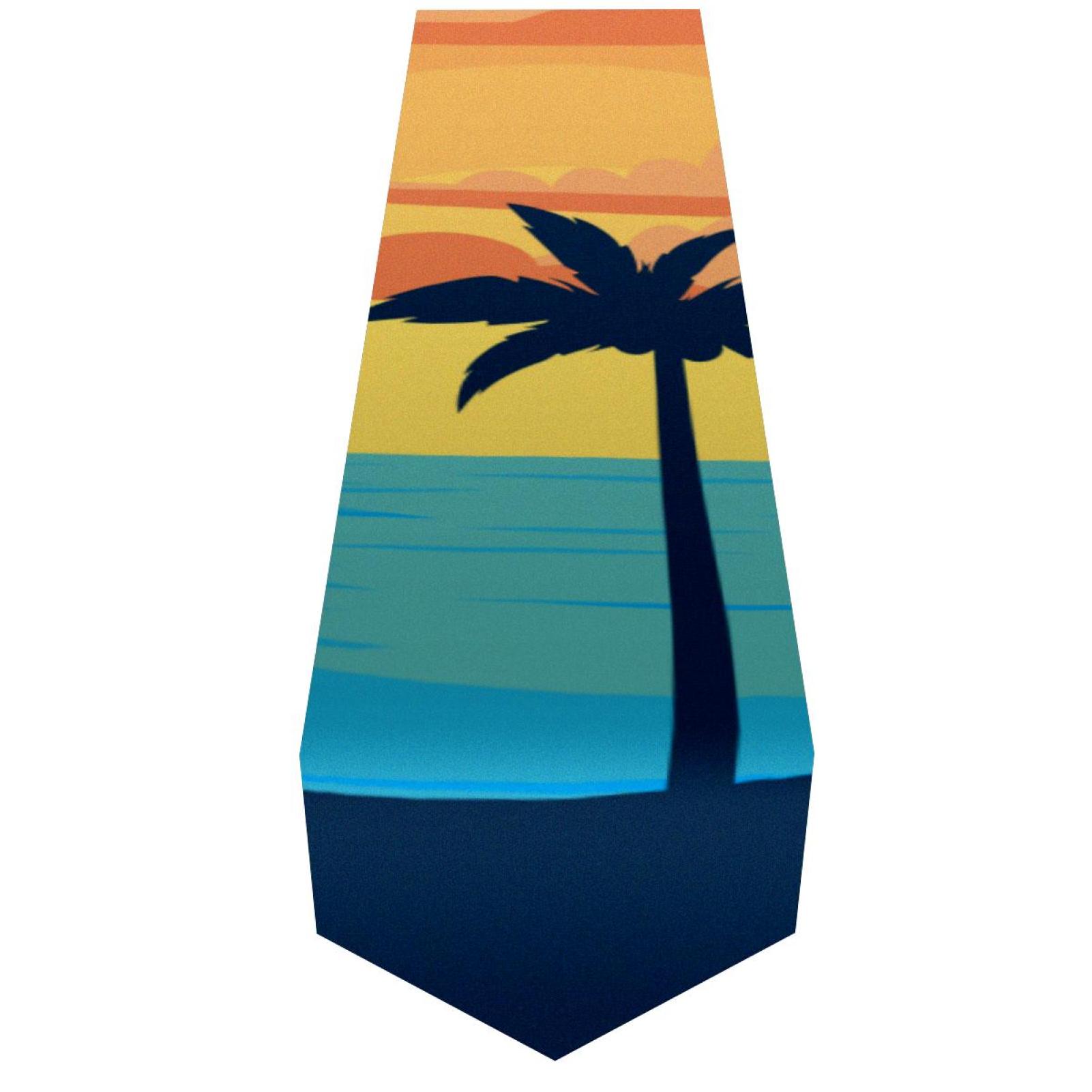 OWNTA Sunset Beach Coconut Tree Silhouette Pattern Elegant Polyester