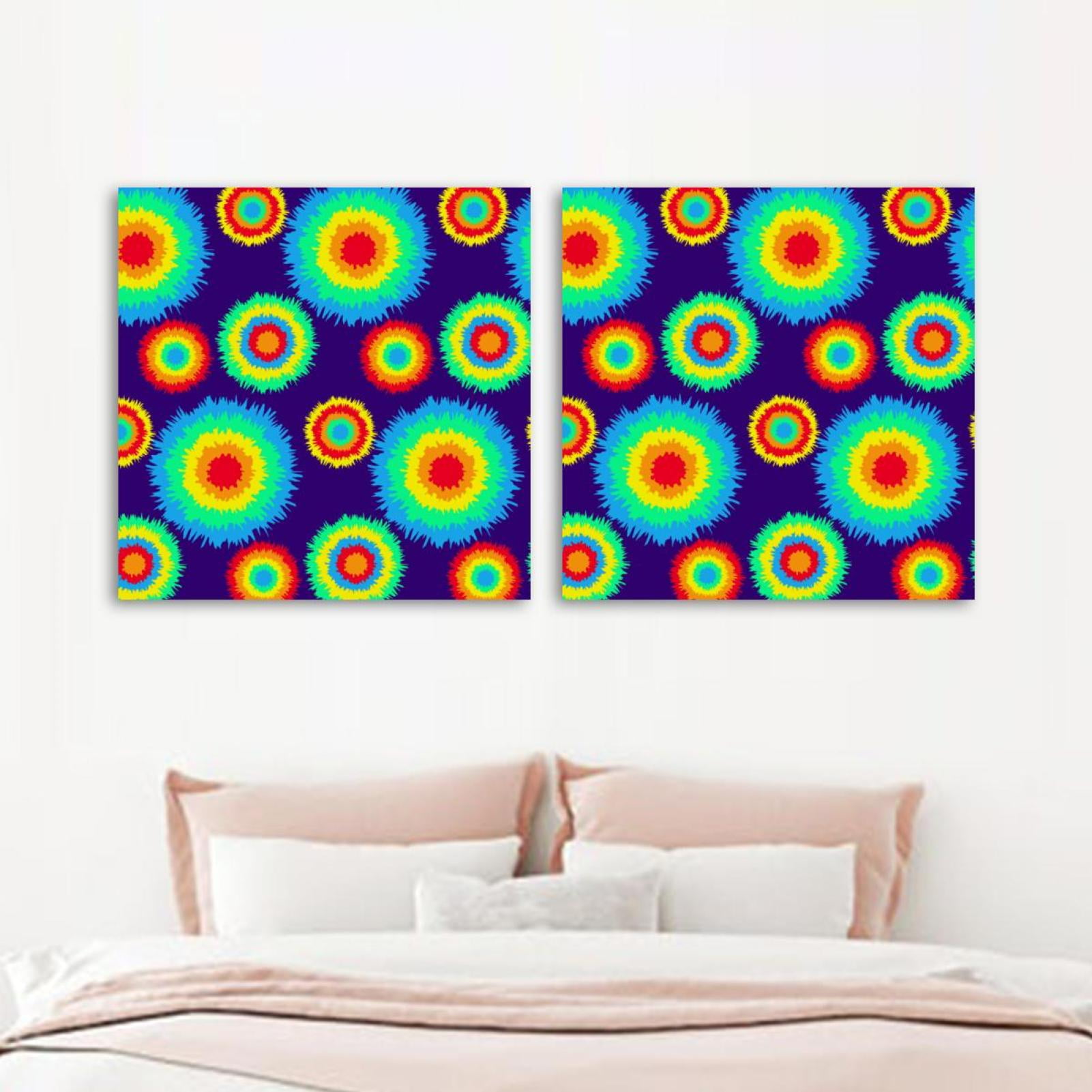 OWNTA Tie Dye Pattern 2PC Canvas Wall Art Paintings for Living Room