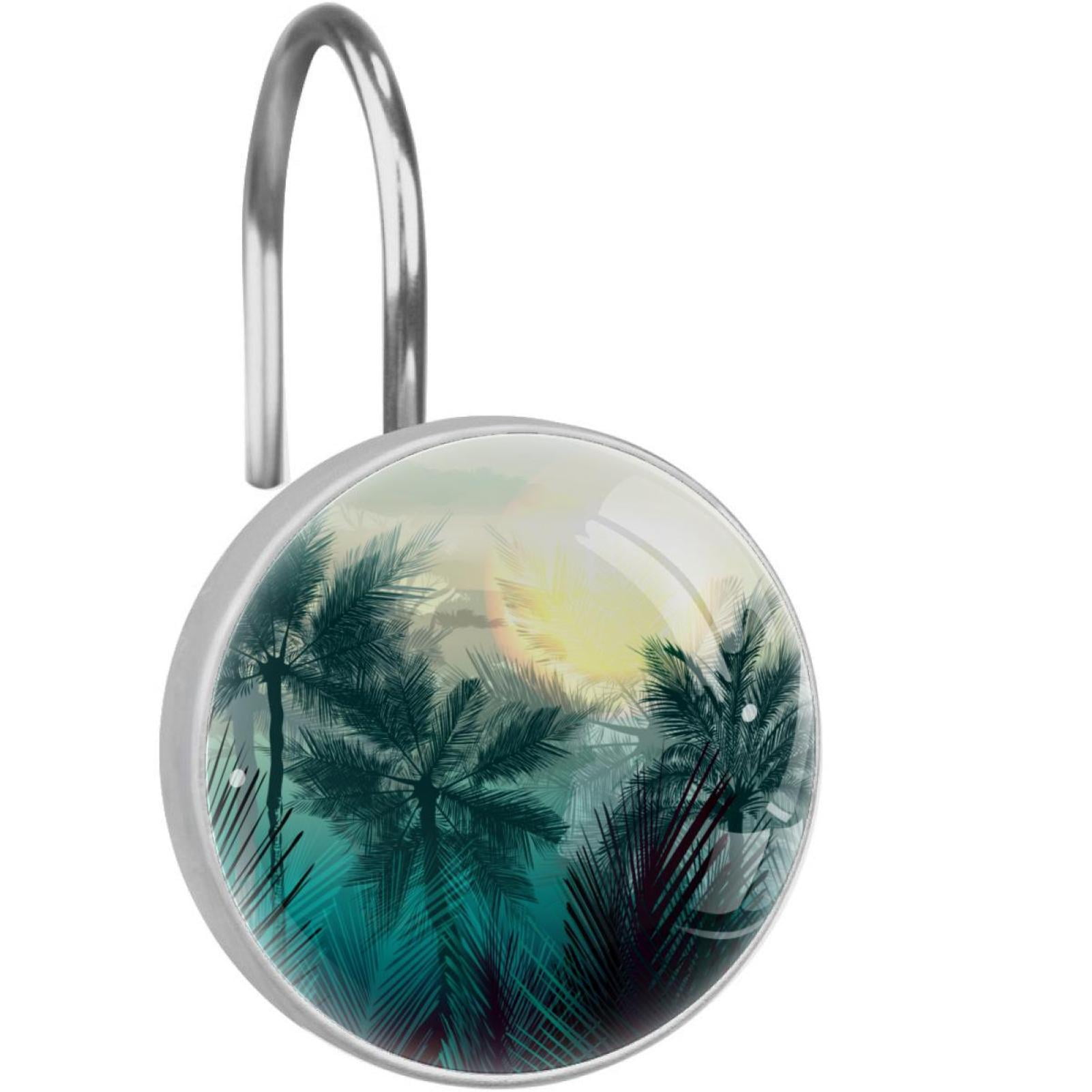 OWNTA Tropical Palm Jungle Pattern 12-Pack Round Hooks, Stainless Steel ...