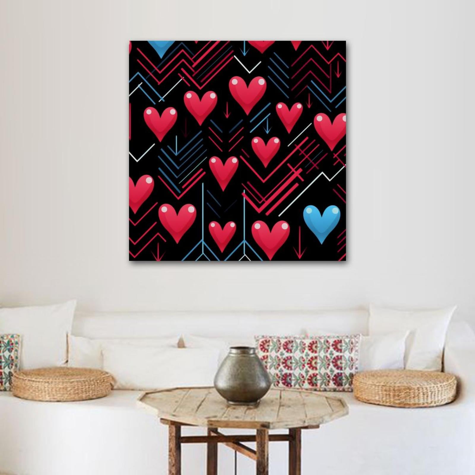  Valentine Framed Canvas Wall Art for Living Room Heart