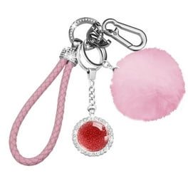 generic 8PCS Pom Pom Keychain Faux Fur Fluffy Puff Ball Keychain Keyring  For Car Purse Handbag Backpack