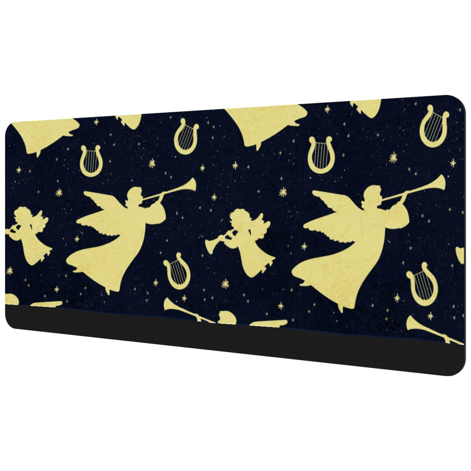 OWNTA Vintage Angels Harps Trumpets Pattern Rectangular Extended Desk Pad with NonSlip Rubber