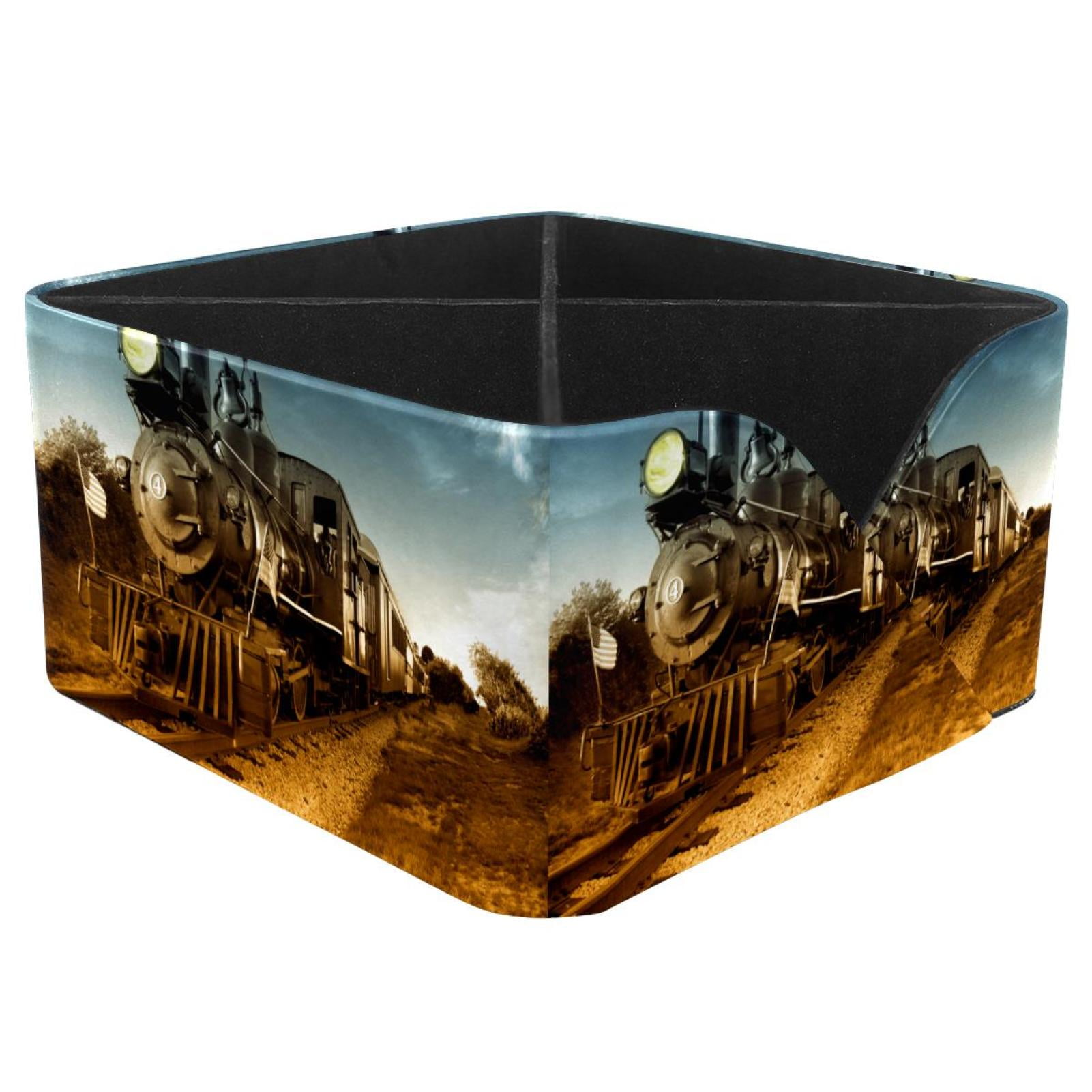 OWNTA Vintage Train Steam Pattern Square Pencil Storage Case