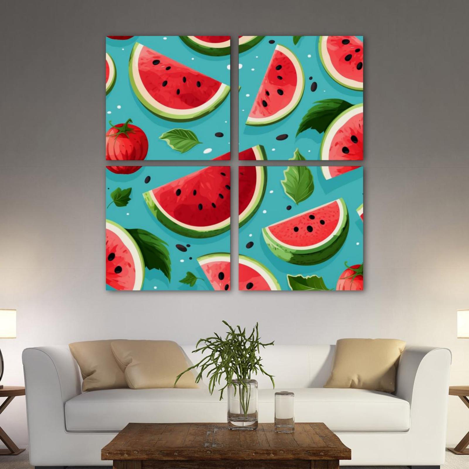 OWNTA Watermelon Pattern 4PC Canvas Wall Art Paintings For Living Room ownta-watermelon-pattern-4pc-canvas-wall-art-paintings-for-living-room