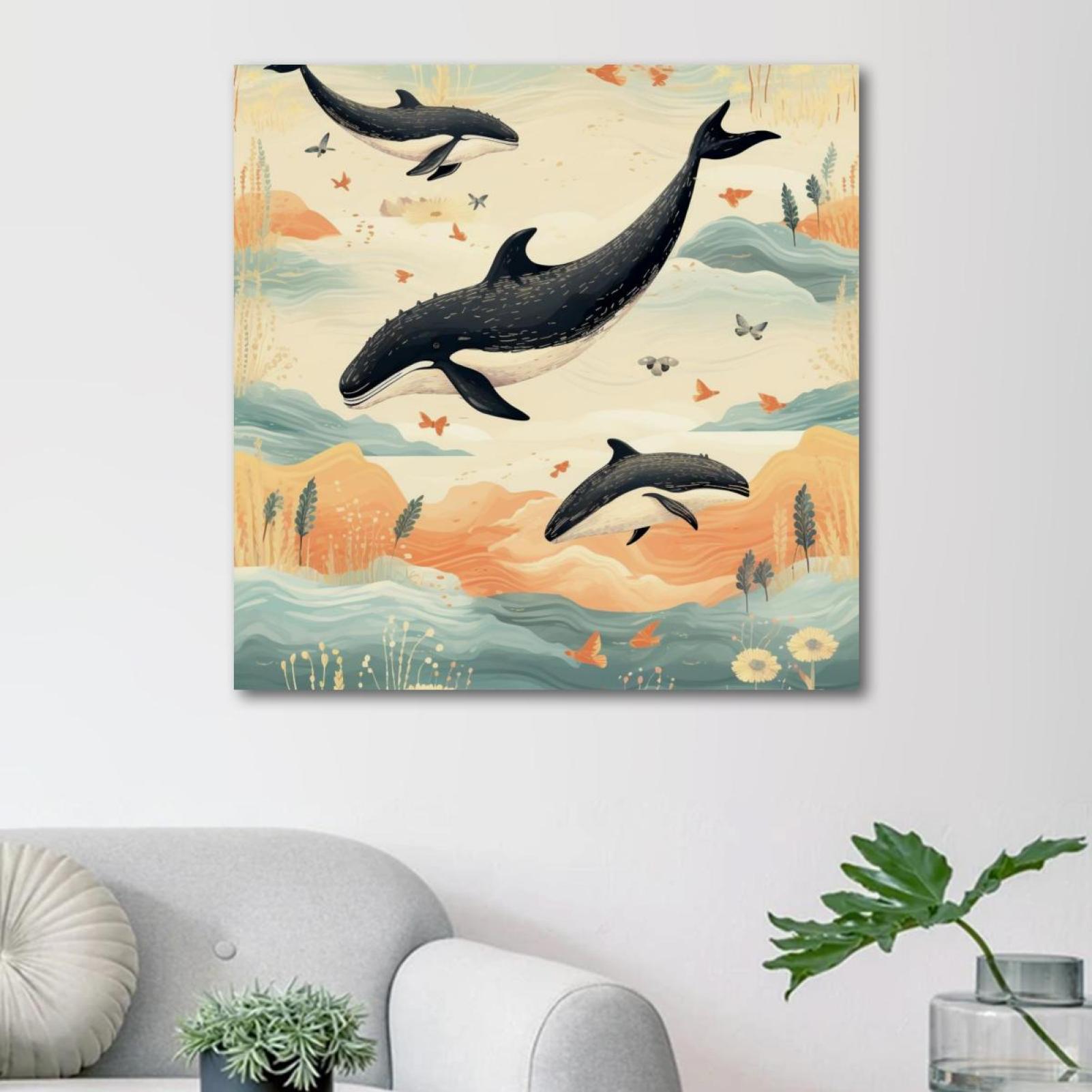 Ownta Whale Pattern Canvas Wall Art Paintings For Living Room Canvas 