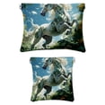 thumbnail image 1 of OWNTA White Horse Surrounded by Green Trees Pattern Portable 2-Pack PU Leather Makeup Bag Set with Built-in Shrapnel Closure, Waterproof and Printed Design, 1 of 6