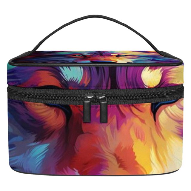 OWNTA Wolf Relavel Cosmetic Tote Bags,Printed Design Large Capacity