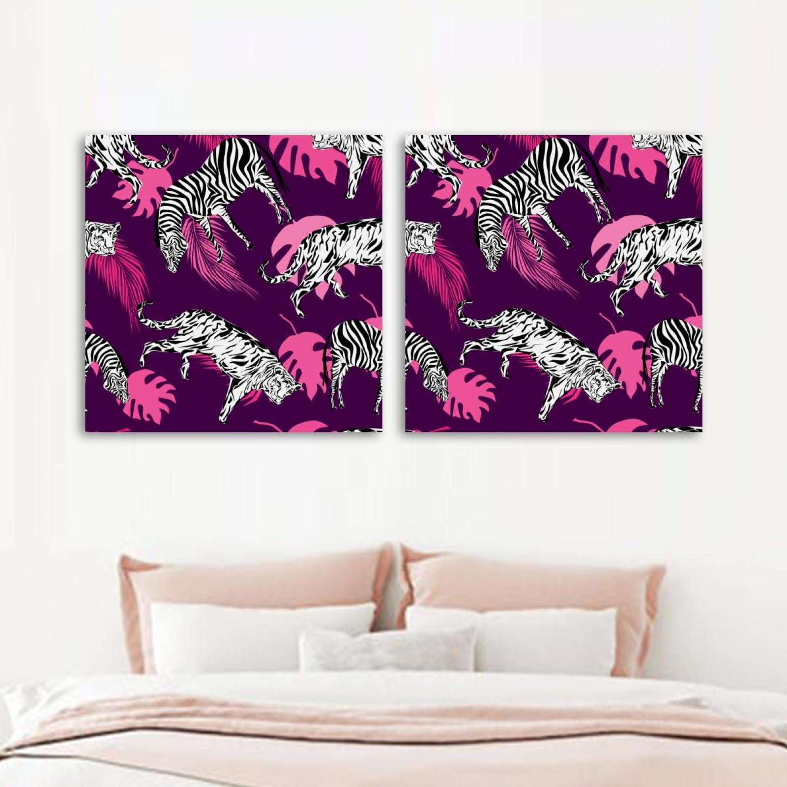 OWNTA Zebra Pattern Pattern 2PC Canvas Wall Art Paintings for Living