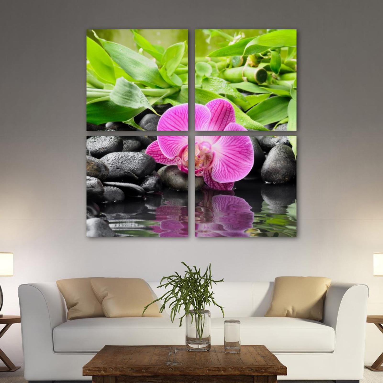 OWNTA Zen Bamboo Pattern 4PC Canvas Wall Art Paintings for Living Room - Canvas Framed Print ...