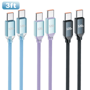 OWNTECH 3-Pack 3FT USB C to USB C Fast Charging Cable Braided Nylon, Compatible with Smartphones Tablets Laptops Gaming Devices