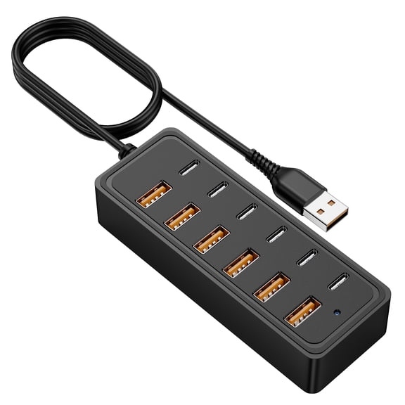 OWNTECH 12-Port USB 2.0 Hub, 6 USB-A & 6 USB-C Ports, USB Splitter Expansion Adapter for Laptop, Desktop PC