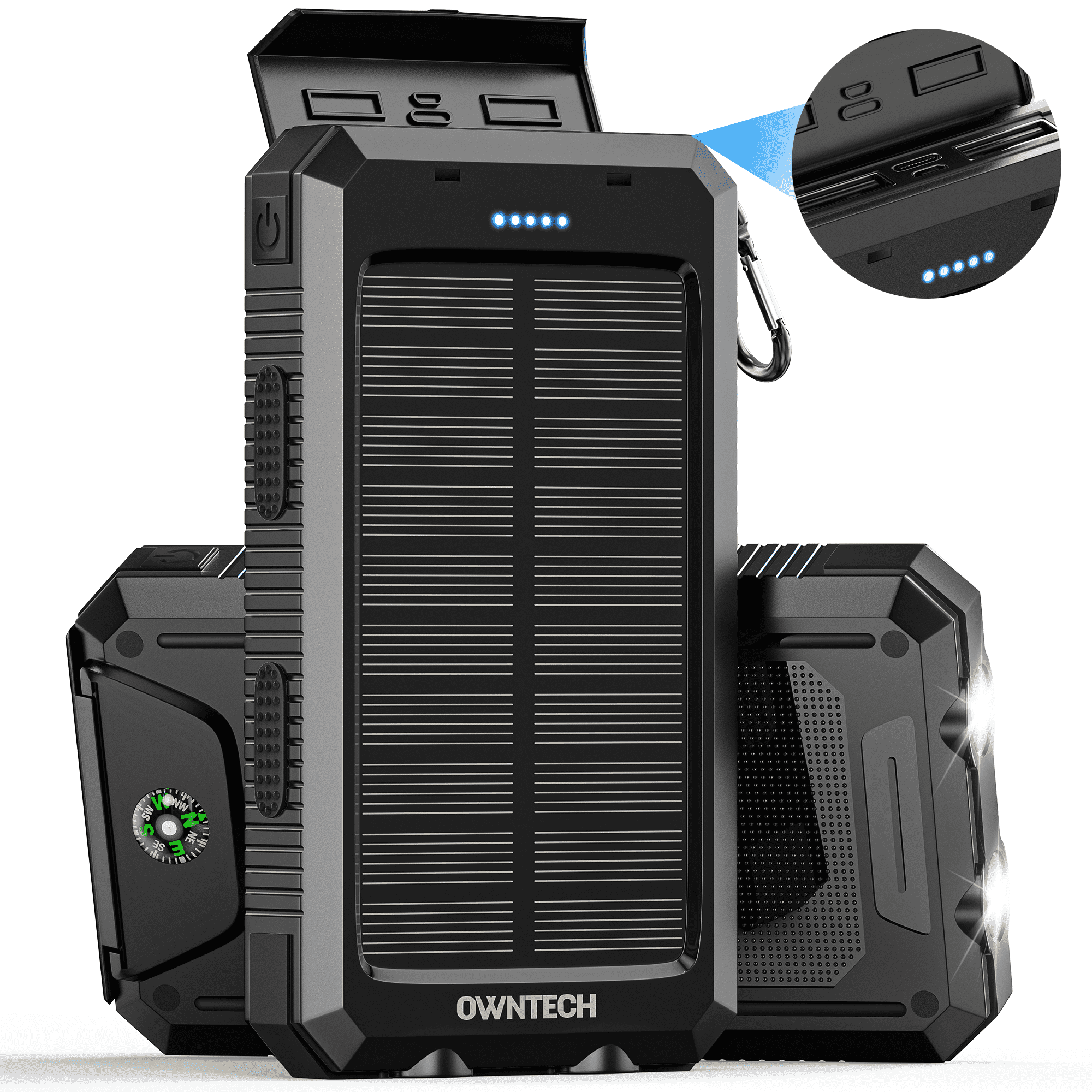 Kit Power Bank Solaire 20000mAh – DIY Avec 2 Ports USB Et Lampe LED – Noir (Batterie Non Incluse)