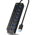 thumbnail image 1 of OWNTECH 7 Port USB Hub Splitter 3.0 Powered for Laptop Computer USB Extender Hub with Individual Switches, 1 of 7
