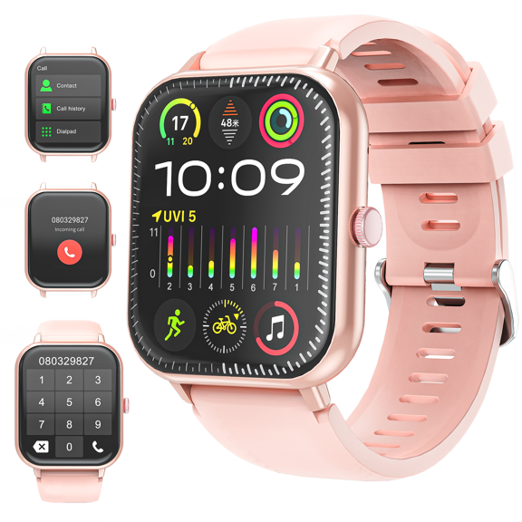 OWNTECH 1.83" Smart Watch, Bluetooth Answer/Make Calls/Message Reminder, 120+ Sports Modes, IP67 Waterproof Fitness Watches for Android and iPhone,Pink