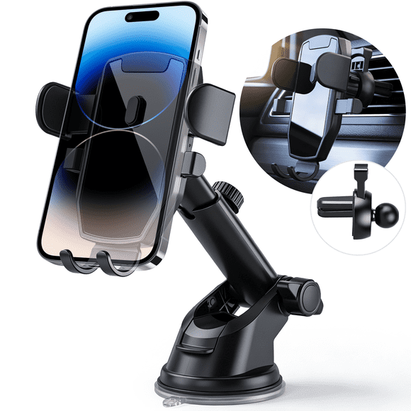 OWNTECH Car Phone Holder, Auto Clamping 360° Rotatable 3 in 1 Phone Mount for Dashboard/Windshield/Air Vent ,Compatible with iPhone,Samsung Galaxy,Google Pixel