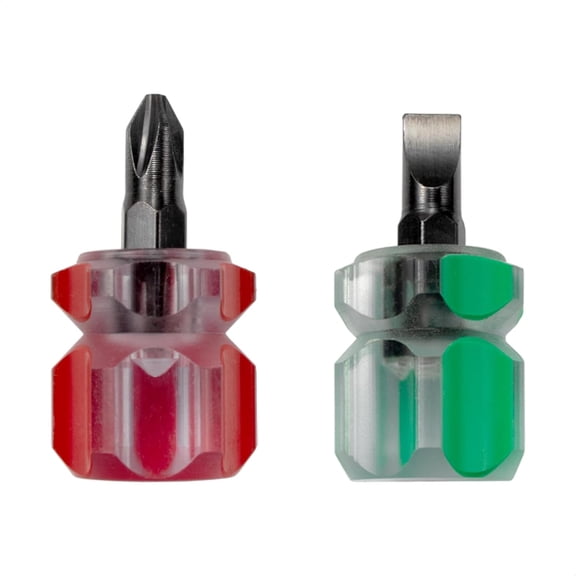 OWNTIDE 2-Piece Mini Stubby Screwdriver Set for Sewing Machines - Flat & Phillips Head, Compact Repair Tool Kit
